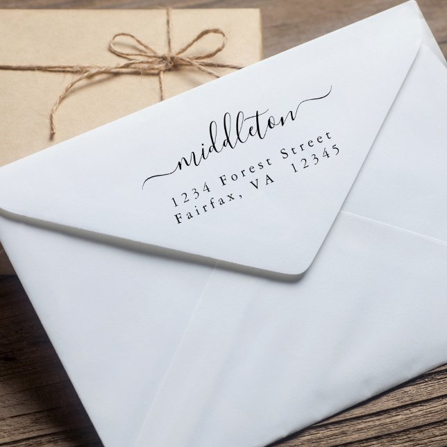 Carimbo Auto Entintado Endereço de Devolução de Script Elegante (Criador carregado)