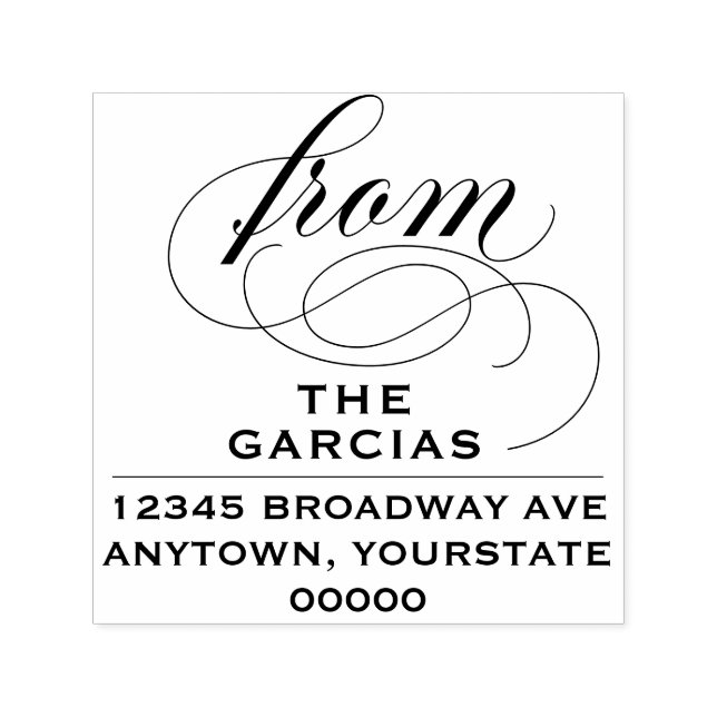 Carimbo Auto Entintado Endereço de Devolução de Script Flourish Elegante (Design)