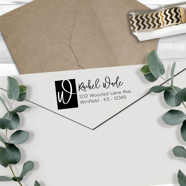 Carimbo Auto Entintado Endereço de devolução de script inicial grande (Criador carregado)