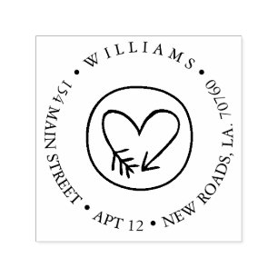 Carimbo Auto Entintado Endereço de Devolução de Seta Coração