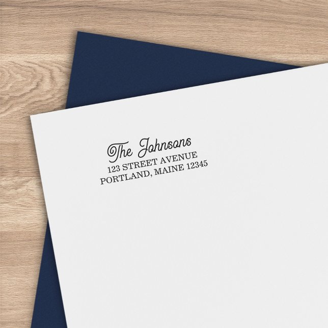 Carimbo Auto Entintado Endereço de devolução de Sobrenomes Cursivos Serif (Criador carregado)