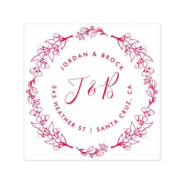 Carimbo Auto Entintado Endereço de devolução de Wreath Wreath (Design)