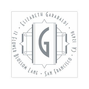 Carimbo Auto Entintado Endereço de devolução Deco Round do Ornamentado El