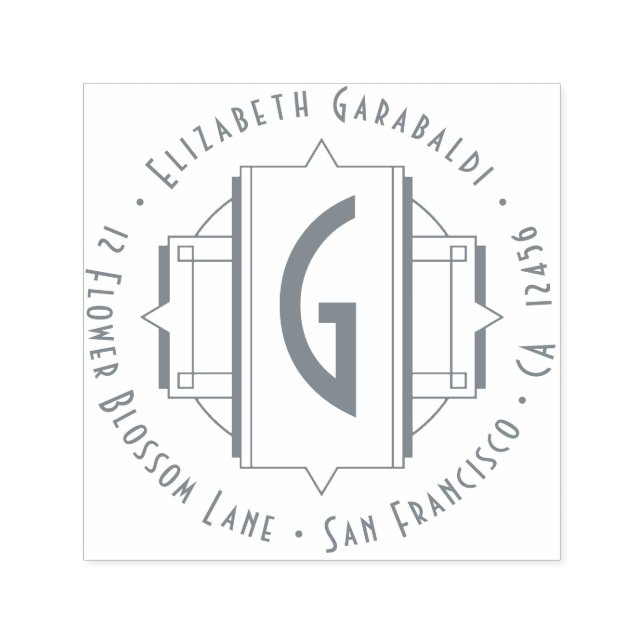 Carimbo Auto Entintado Endereço de devolução Deco Round do Ornamentado El (Design)