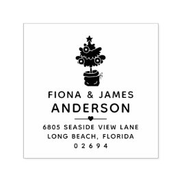 Carimbo Auto Entintado Endereço de devolução do Casal da Árvore de Natal