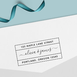 Carimbo Auto Entintado Endereço de devolução do Casal de script de caligr