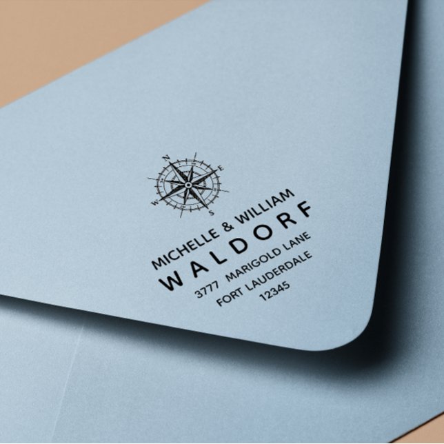 Carimbo Auto Entintado Endereço de devolução do casamento costeiro náutic (Criador carregado)