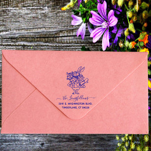 Carimbo Auto Entintado Endereço de Devolução do Coelho do Nome da Família