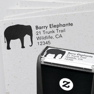 Carimbo Auto Entintado Endereço de devolução do elefante asiático