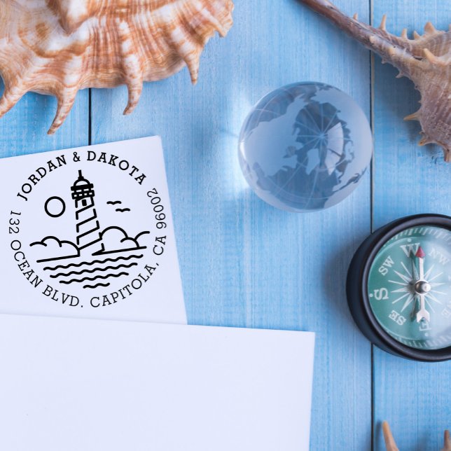 Carimbo Auto Entintado Endereço de devolução do Farol Arredondado de Casa (Criador carregado)