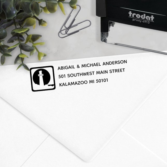 Carimbo Auto Entintado ⚓️ Endereço de devolução do farol náutico (⚓️ Nautical Lighthouse Return Address Self-inking Stamp
)