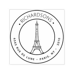 Carimbo Auto Entintado Endereço de devolução do ícone da torre Eiffel