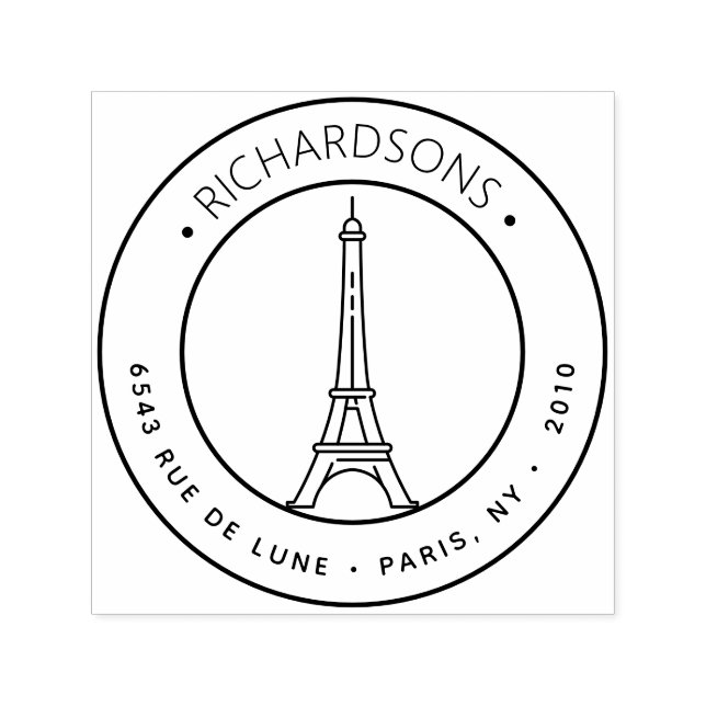 Carimbo Auto Entintado Endereço de devolução do ícone da torre Eiffel (Design)