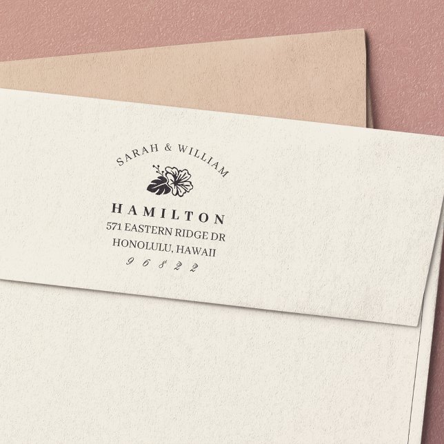 Carimbo Auto Entintado Endereço de devolução do Island Hibiscus (Criador carregado)