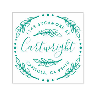 Carimbo Auto Entintado Endereço de devolução do Laurel Wreath Russo Perso