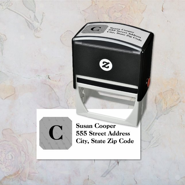 Carimbo Auto Entintado Endereço de devolução do Monograma (Monogram Return Address Self-inking Stamp)