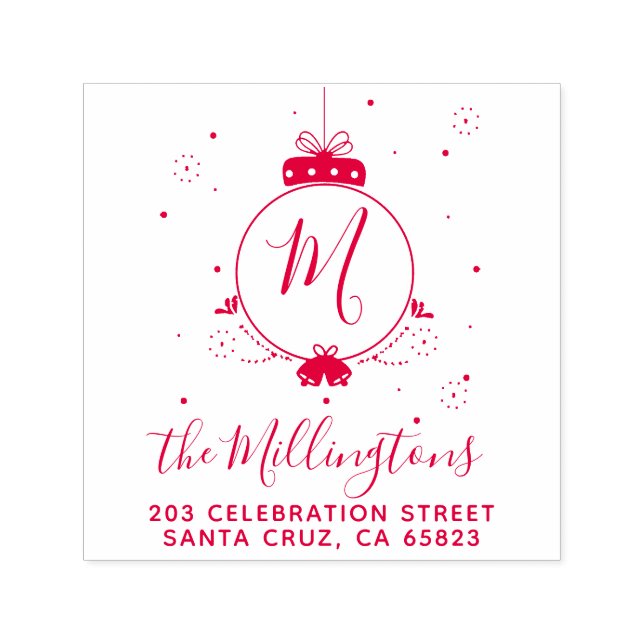 Carimbo Auto Entintado Endereço de devolução do Monograma Bauble (Design)