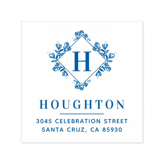 Carimbo Auto Entintado Endereço de devolução do monograma botânico clássi (Design)