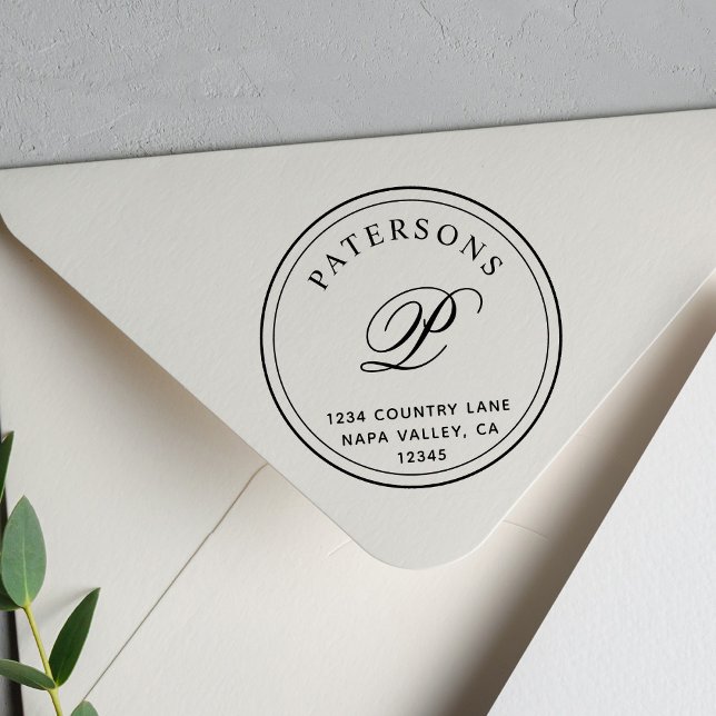 Carimbo Auto Entintado Endereço de devolução do Monograma Clássico (Criador carregado)