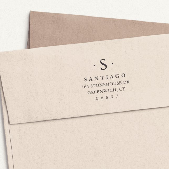 Carimbo Auto Entintado Endereço de devolução do monograma clássico simple (Criador carregado)