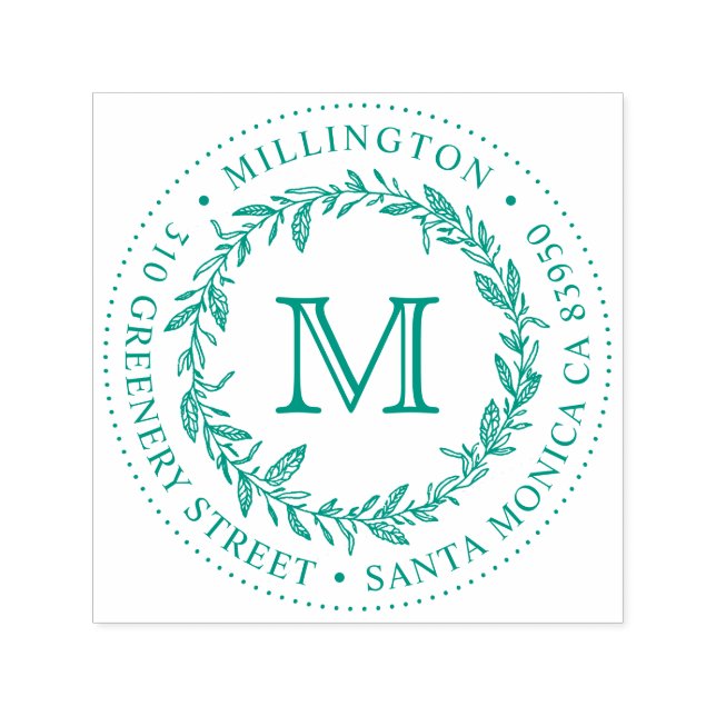 Carimbo Auto Entintado Endereço de devolução do monograma com coroa esten (Design)