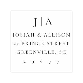 Carimbo Auto Entintado Endereço de Devolução do Monograma de Casamento Cl