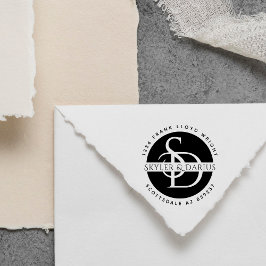 Carimbo Auto Entintado Endereço de devolução do Monograma de Casamento Si