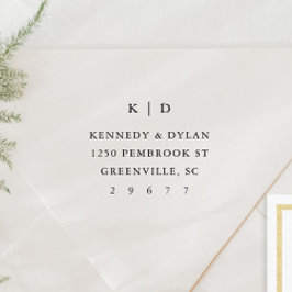 Carimbo Auto Entintado Endereço de devolução do Monograma de Casamento Si