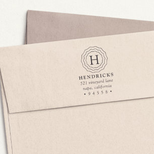 Carimbo Auto Entintado Endereço de devolução do Monograma de Quadro Tripl