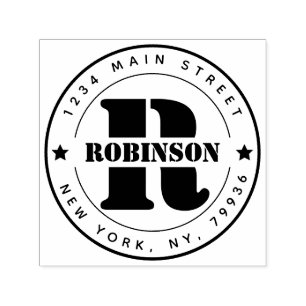 Carimbo Auto Entintado Endereço de devolução do Monograma Elegante