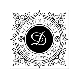 Carimbo Auto Entintado Endereço de devolução do Monograma Elegante Elegan