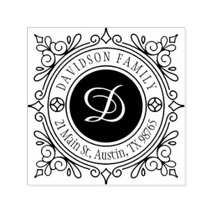 Carimbo Auto Entintado Endereço de devolução do Monograma Elegante Elegan