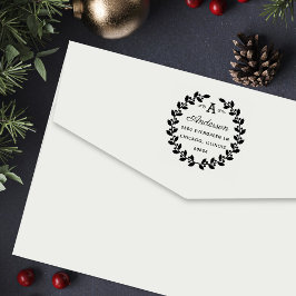 Carimbo Auto Entintado Endereço de devolução do monograma Elegante Laurel