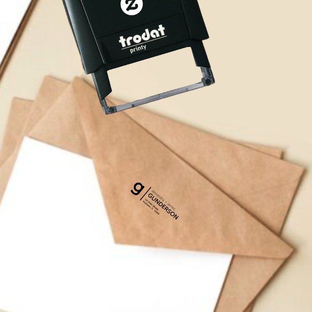 Carimbo Auto Entintado Endereço de Devolução do Monograma Moderno Elegant (Criador carregado)