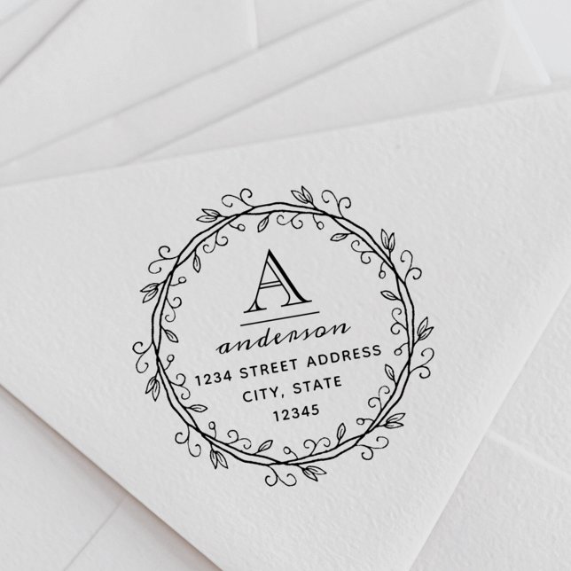 Carimbo Auto Entintado Endereço de devolução do Monograma Personalizado d (Criador carregado)