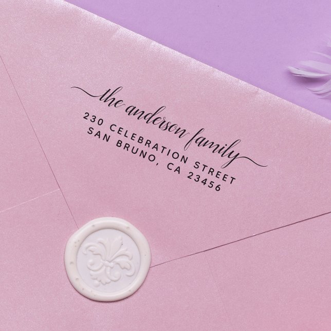 Carimbo Auto Entintado Endereço de devolução do nome da família de altern (Rubber Stamp Mock-up)