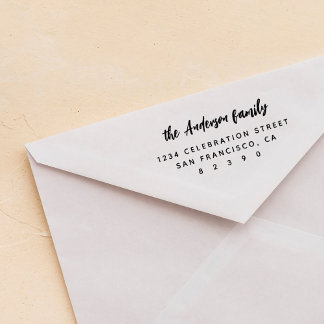 Carimbo Auto Entintado Endereço de devolução do nome da família de script