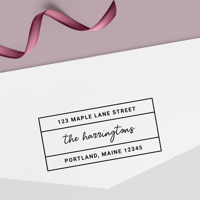 Carimbo Auto Entintado Endereço de devolução do nome da família de script (Criador carregado)