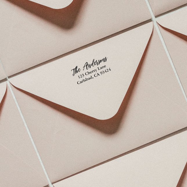 Carimbo Auto Entintado Endereço de Devolução do Nome da Família de Script (Criador carregado)