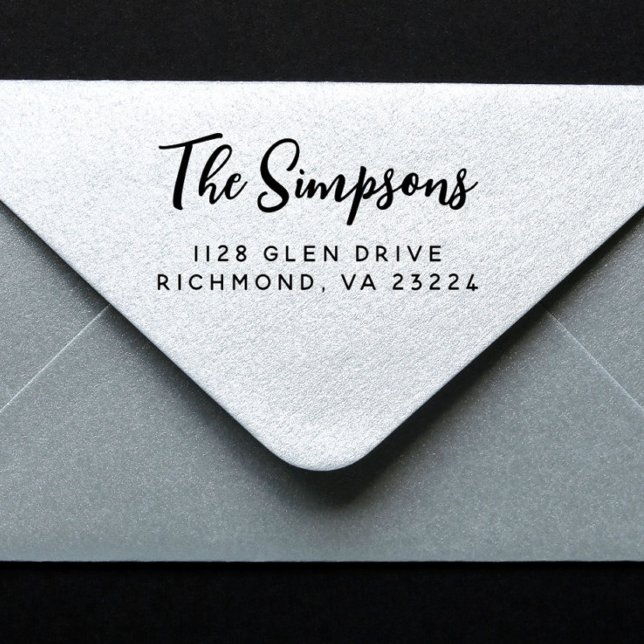 Carimbo Auto Entintado Endereço de Devolução do Nome da Família de Script (Criador carregado)