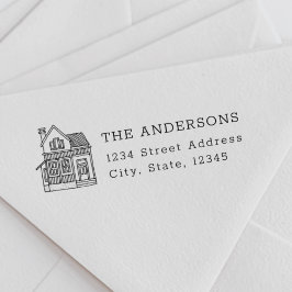 Carimbo Auto Entintado Endereço de devolução do nome da família do Retrat