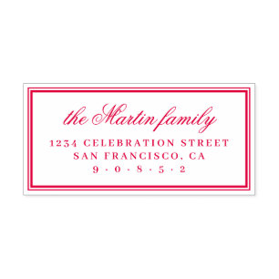 Carimbo Auto Entintado Endereço de Devolução do Nome da Família Elega