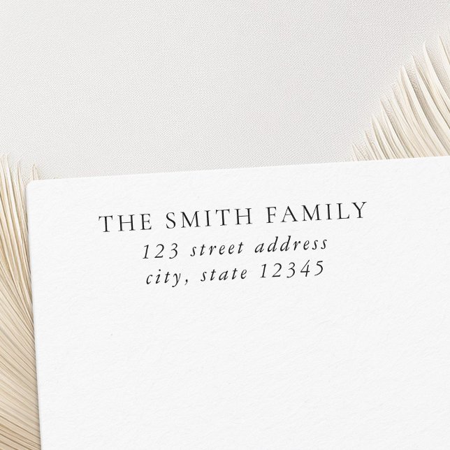 Carimbo Auto Entintado Endereço de Devolução do Nome da Família Elegante  (Criador carregado)