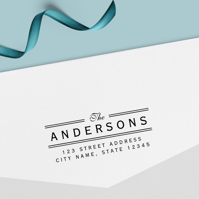 Carimbo Auto Entintado Endereço de Devolução do Nome da Família Elegente  (Criador carregado)