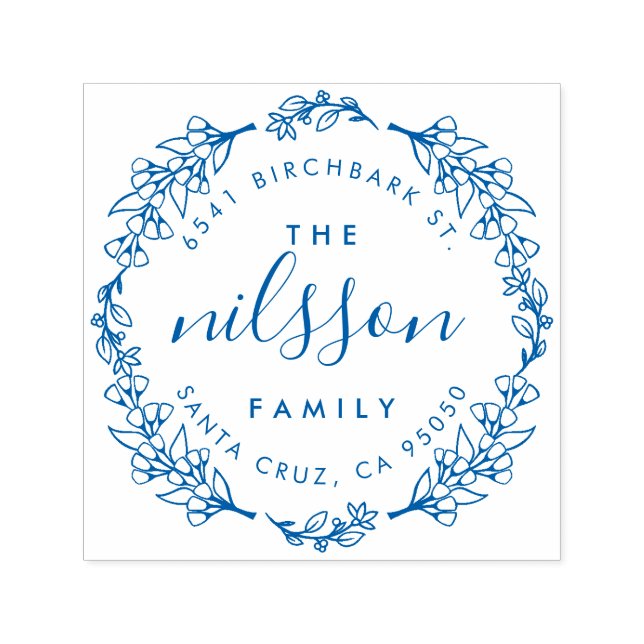 Carimbo Auto Entintado Endereço de devolução do nome da família Floral Fl (Design)