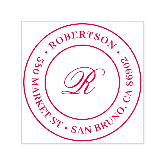 Carimbo Auto Entintado Endereço de Devolução do Nome da Família Inicial d (Design)