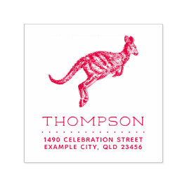 Carimbo Auto Entintado Endereço de devolução do nome da família Kangaroo 