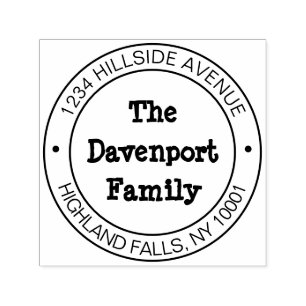 Carimbo Auto Entintado Endereço de Devolução do Nome da Família Manus