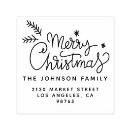 Carimbo Auto Entintado Endereço de devolução do nome da família Merry Chr