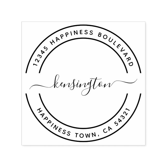 Carimbo Auto Entintado Endereço de Devolução do Nome da Família Moderna (Design)